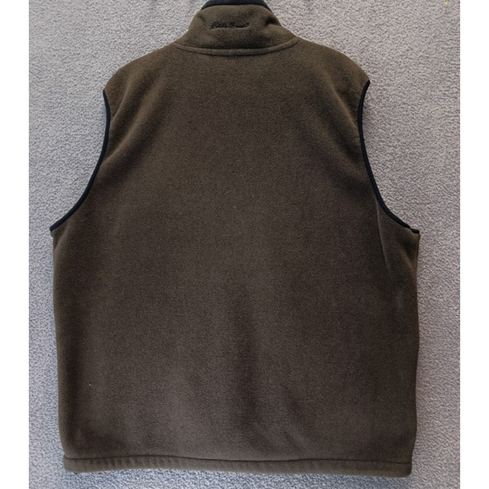 Eddie Bauer Fleece Vest Brown Tall XL Made USA Full Zip Vintage‎ Retro Y2K Layer